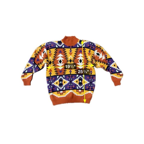 Vintage MCII Southwest Style Geometric Pattern Mock Neck Sweater Sz Medium - Picture 6 of 9